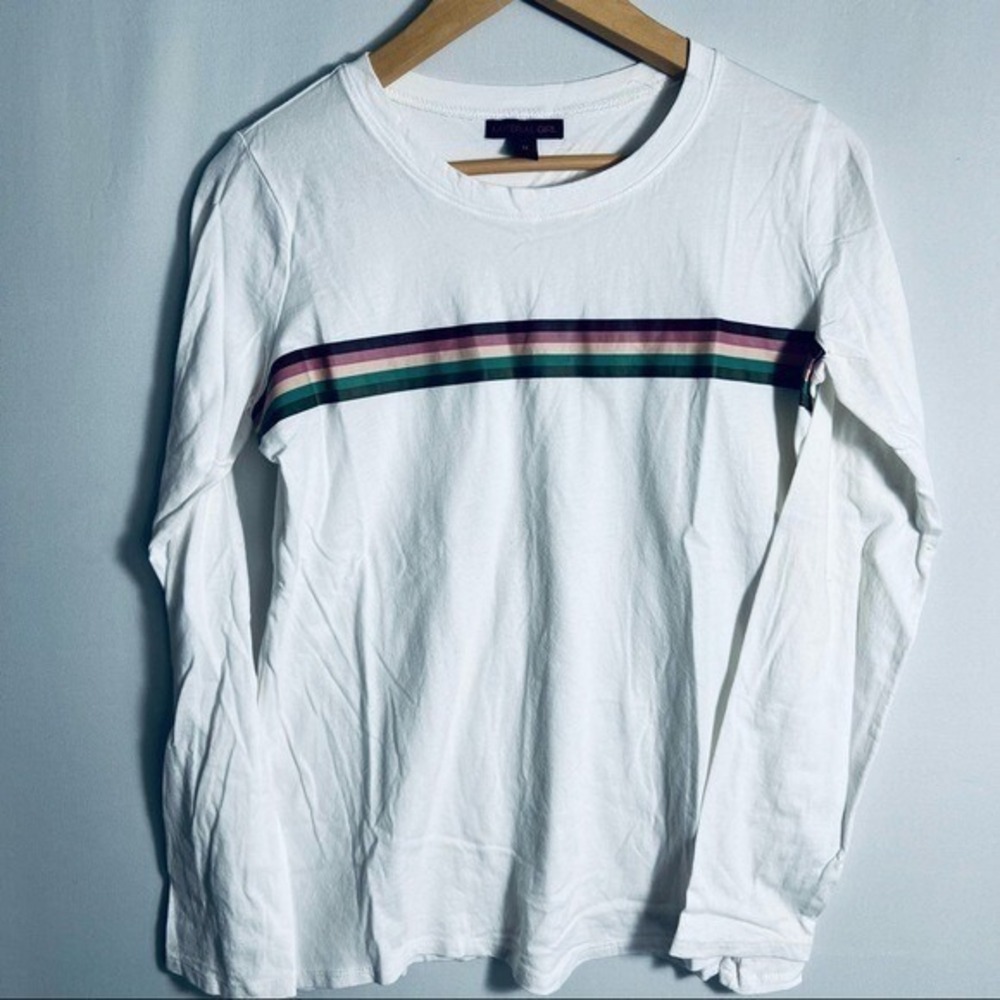 Material Girl Womens Striped Long Sleeve Pullover Blouse‎ - Medium